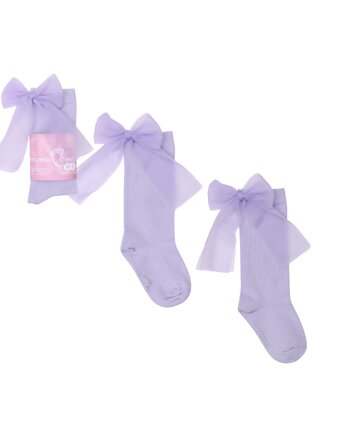 Candy Bow - Lawendowe gładkie - podkolanówki dla dziewczynki, Mamas Feet