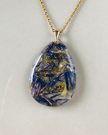 Wyjątkowy naszyjnik z płatkami chabrów, Giulia Gioielleria handmade