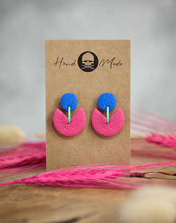 Kolczyki Hanna - różowo-niebieskie, LaCzapaKabra.biju