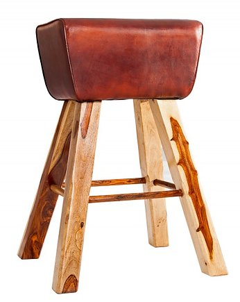 Krzesło barowe Toro skóra drewno sheesham, OKAZJE - Prezent na 80 urodziny