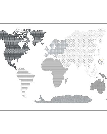 Naklejka World Map Black 155x88cm, Yellow Tipi