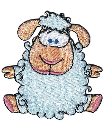 Naszywka naprasowanka OWCA OWIECZKA termo haft dla dzieci 6,5x7cm, Wyszywane