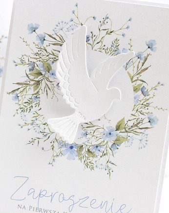 Zaproszenie na I Komunię Świętą - GOŁĄBEK błękitny, marysJa