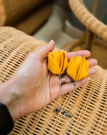 Duże żółte kolczyki klipsy TULIPANY premium, Z SZUFLAD UMYSŁU