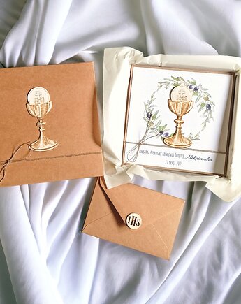 Kartka, personalizacja, pudełko, koperta : oliwki : Hostia, kaktusia