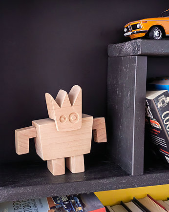 KING ROBO robot drewniany rzeźba figurka, OSOBY - Prezent dla dwulatka