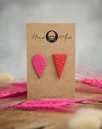 Kolczyki Nie Do Pary - czerwono-różowe, LaCzapaKabra.biju