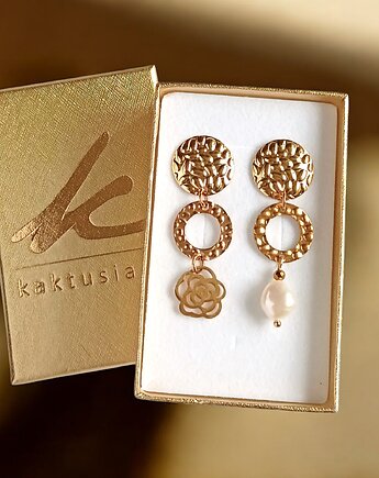 Asymetryczne kolczyki z perłą : wyjątkowy prezent PREMIUM, kaktusia