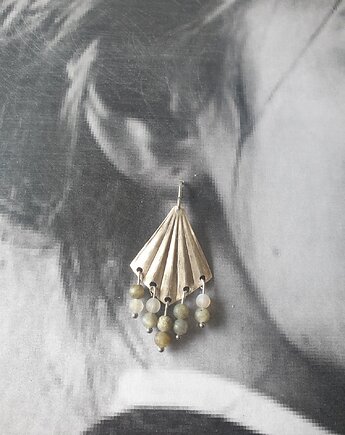 Kolczyki FAN wachlarze z labradorytem, mosiądz posrebrzany, modesign