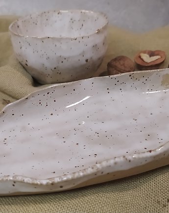 Zestaw ceramiczny do serwowania, patera i miseczka hand made, AM Natural Home