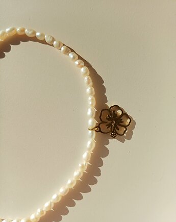 Naszyjnik perła naturalna - kwiat hibiskus, s e n s e d  accessories