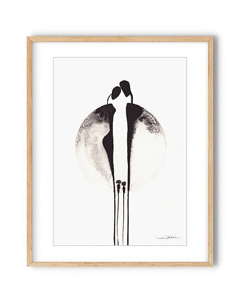 Grafika 21X30 malowana ręcznie na papierze, MiniMalArt