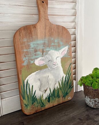 Szczęśliwa owieczka - cisza poranka Obraz na desce, Misty Art Studio