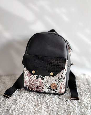 Plecak miejski Czarny i kwiaty, Natty design