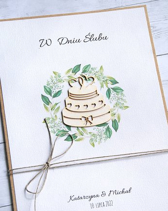 Kartka A5 : tort weselny : personalizacja, kaktusia