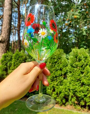 Kieliszek ręcznie malowany Polne kwiaty, Edyta Tobiasz Art