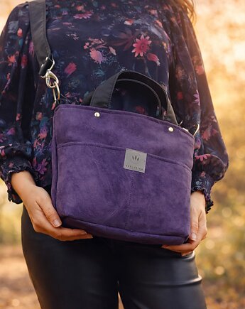 Mała torebka z kieszeniami z Fioletowego Zamszu, sabi tatka