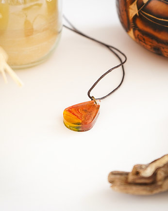 Kolorowy dwustronny wisiorek artystyczny łezka abstrakcyjny handmade 2,5 cm, Akrylove art