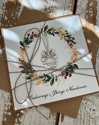 Wyjątkowa ręcznie robiona kartka świąteczna na Boże Narodzenie, sorte