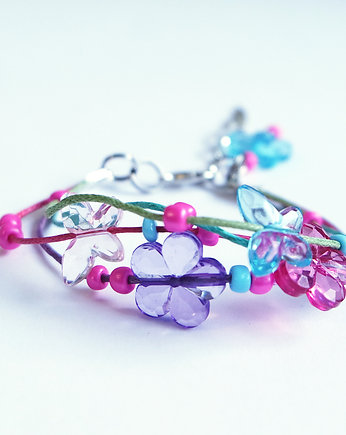 Bransoletka - Motyle, kwiaty 7 - sznureczki - dla dzieci, yenoo