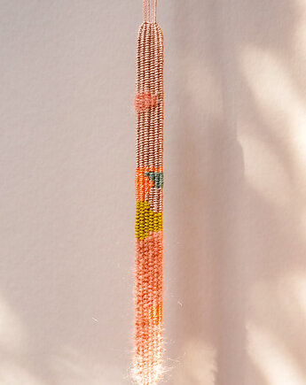 Kolorowa bransoletka tkana z muliny i włóczki na sznurku, Słońcem Tkane