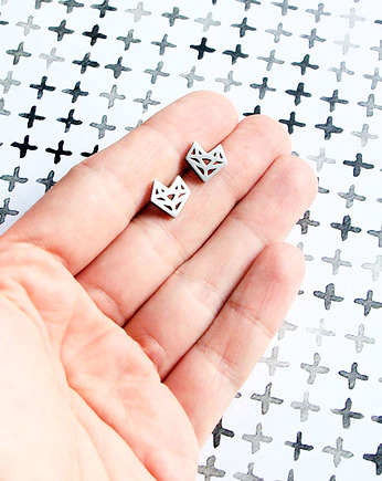 Geometric hearts : mini kolczyki srebrne : silver, kaktusia