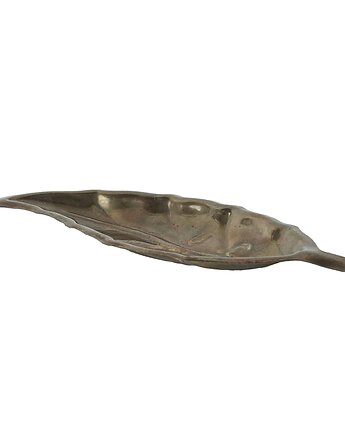 Patera metalowa liść, włoski design, lata 80, produkcja: Włochy, Przetwory design