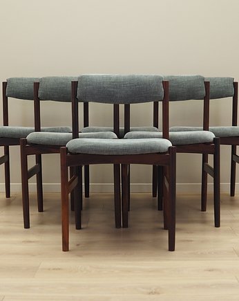 Komplet sześciu krzeseł palisandrowych, lata 60, produkcja: Dania, Przetwory design