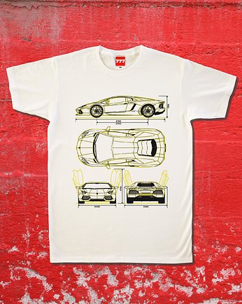 koszulka LAMBORGHINI AVENTADOR yellow tshirt, 777 Tshirts