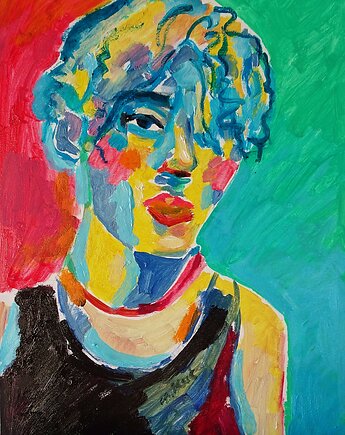 Ręcznie malowany portret obraz  boy, alice oil on canvas