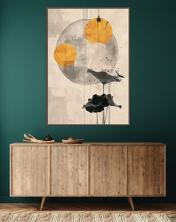 Lotus - Plakat, druk - Chiński Orient, Harmonia Zen, Roślinny #64, Black Sapphire Art