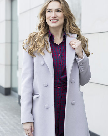 Modern dwurzędowy płaszcz wełniany, Justyna Oltarzewska