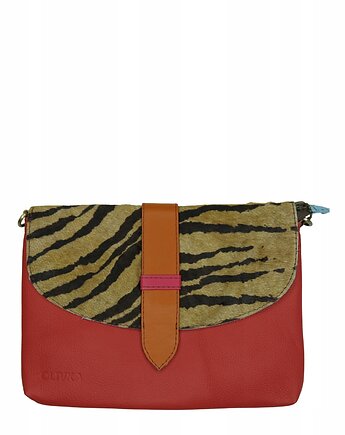 Torebka kopertówka listonoszka damska dwa paski skórzana bordo eko OLIVKA, Olivka Warsaw