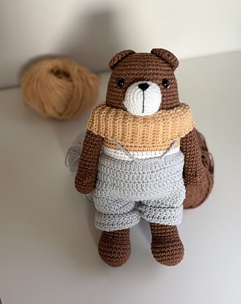 Miś na szydełku, prezent dla chłopca, przytulanka miś na prezent, HANDMADE crochet by Klaudia