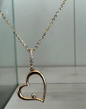 SERCE PEŁNE BLASKU - złoto 585 łańcuszek i zawieszka, Ade Art