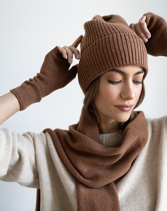 Czapka Merino & cashmere brązowy karmel