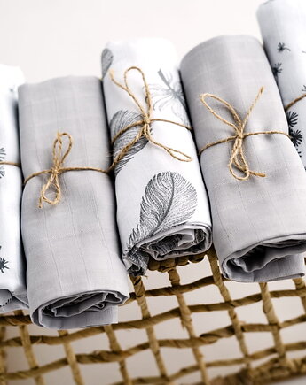 Ulewajki pieluszki muślinowe 5-pak 39x39 cm ASHY CHICK od BabyU, Sleepdo