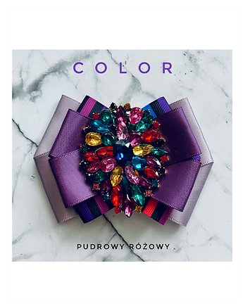 Brosza z kolekcji COLOR  z kolorowym kryształem, Pudrowy Różowy