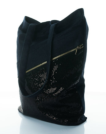 Jeans torba z błyszczącą kieszenią, Tasza