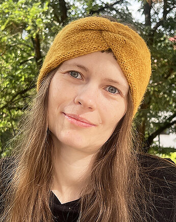 Opaska z alpaki i jedwabiu miodowa, Made by Jaga