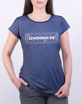 Koszulka damska SZWENDAM SIĘ/MAPA jeansowy melanż -, Szwendam sie