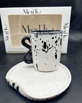 Zestaw prezentowy DALMATIN XL BIAŁY kubek + talerzyk, Manu Ceramika