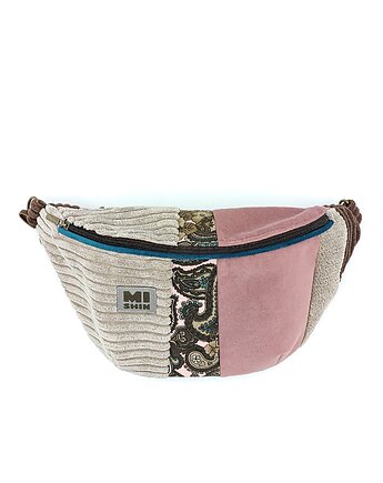 Patchworkowa Nerka L - XL beżowo - różowa energetyczne wnętrze, MISHIN Bags&More