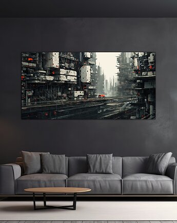 Futurystyczna Japonia, Cyberpunk - Plakat - Loft, Minimalizm, Black Sapphire Art