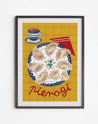 Plakat Pierogi Talerz Bolesławiec, LOVE POLAND DESIGN