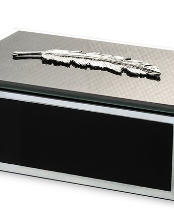 Szkatułka szklana na biżuterię 16x12x6 cm Srebrny Liść, MIA home