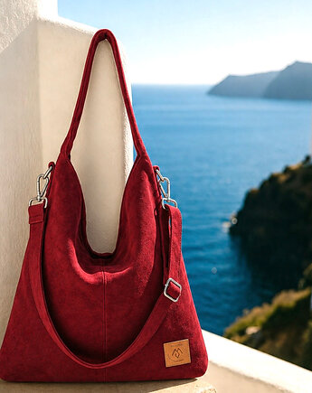 Torba typu worek z eko zamszu Mili Pure - Ruby Red, Militu