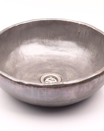 UM8 Umywalka ceramiczna, okrągła, kolor srebrno - szary, Dekornia