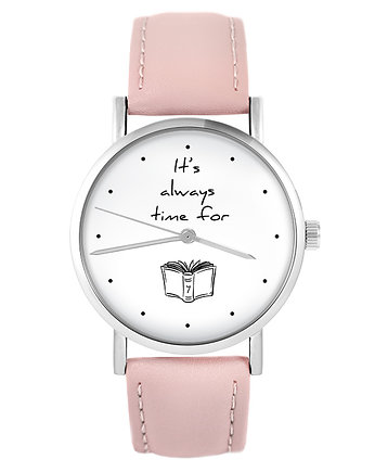 Zegarek - Time for a book - różowy, skórzany, yenoo