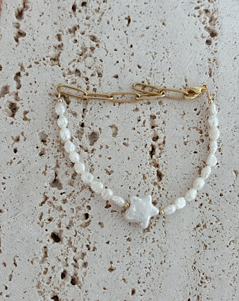 Bransoletka z naturalnych pereł z perłową gwiazdką, Chmolowska Jewellery